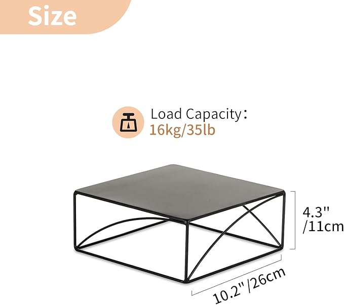 NUPTIO Cake Stand Dessert Display: Metal Cupcake Holder 10 Inch Pedestal Stands Black Food Risers for Wedding Party Halloween Birthday Event Kitchen Table Baby Shower Square Buffet Vase Plant Stand