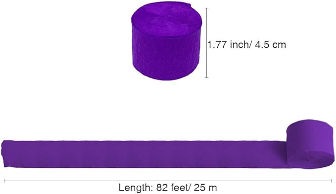 8 Rolls Purple Crepe Paper Streamers, Wedding Birthday Baby Shower Halloween Party Decoration, Rainbow DIY Supplies, Living Room Bedroom Decor