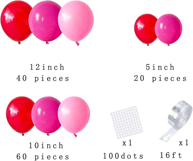 Red, Light Pink, Rose Red Balloon Arch Garland - Matte Red Pink Balloons Strawberry Party Decorations for Strawberry Birthday Wedding Mother's Day Party Decorations
