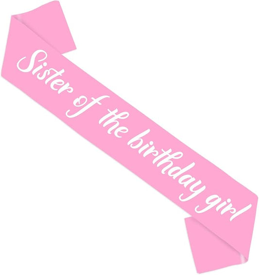 Big Sister Sash Pink Big Sisters Accessory Sister of the Birthday Girl Sashes Happy Bday Decoration Birthday Girl Supplies Favors Matching Family Sash Bday Satin Sashes Photo Props