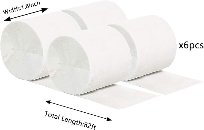 We Moment White Crepe Paper Streamers 1.8 Inch Widening 6 Rolls, 82 Feet per Roll for White Birthday Wedding Festival Celebration Party Decorations