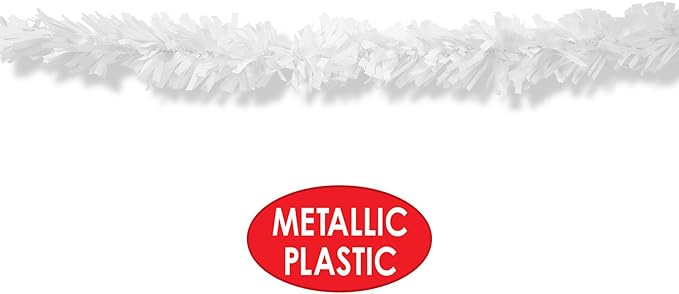 Beistle Metallic Festooning Garland Birthday Party Supplies, Hanging Decorations, 4" x 15', White