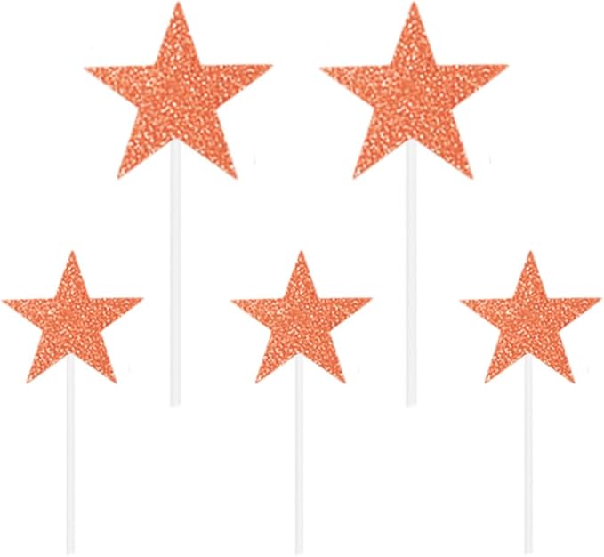 Daimay Pink Birthday Cake Topper Supplies Acrylic Glitter 1st Happy Birthday Cake Deco with Confetti Balloon Paper Fans Stars Firework Cupcake Toppers for Baby Shower Birthday Party - Rose Gold 23