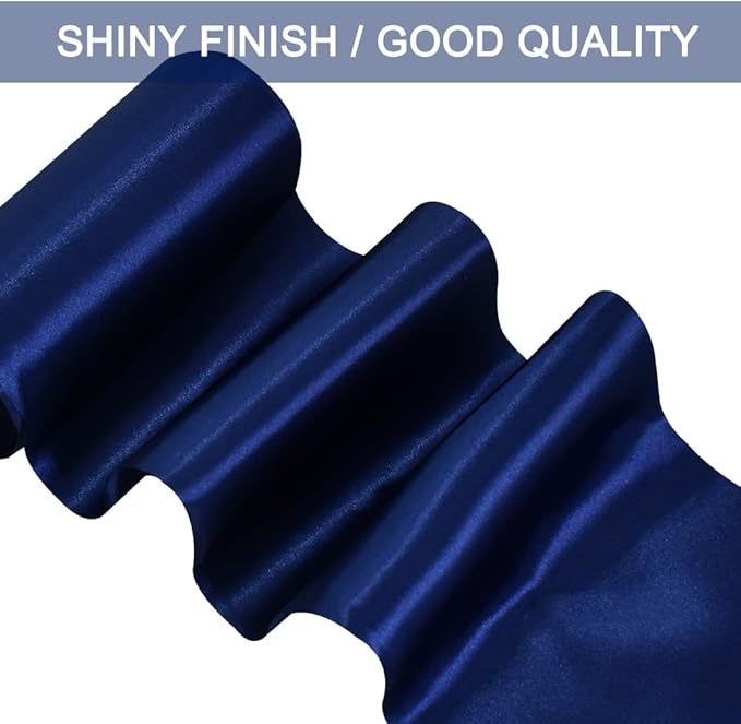 TONIFUL 6 inch x 22yd Wide Navy Blue Satin Ribbon Solid Fabric Ribbon for Cutting Sewing Ceremony Party Decoration Chair Sash Table Runner Car Bows Indoor Outdoor Yard Decor