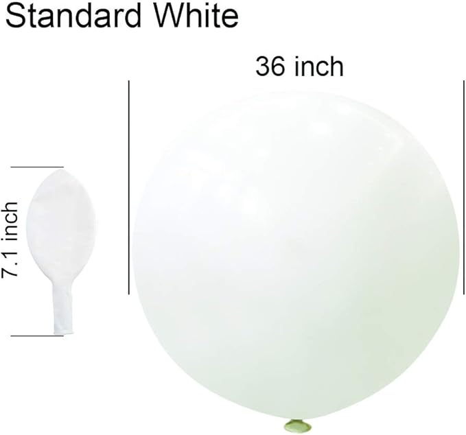 36 Inch Giant Latex Balloons, Standard White Round Balloons for Birthdays Weddings Receptions Festival Party Decoration, Pack of 5 Pcs