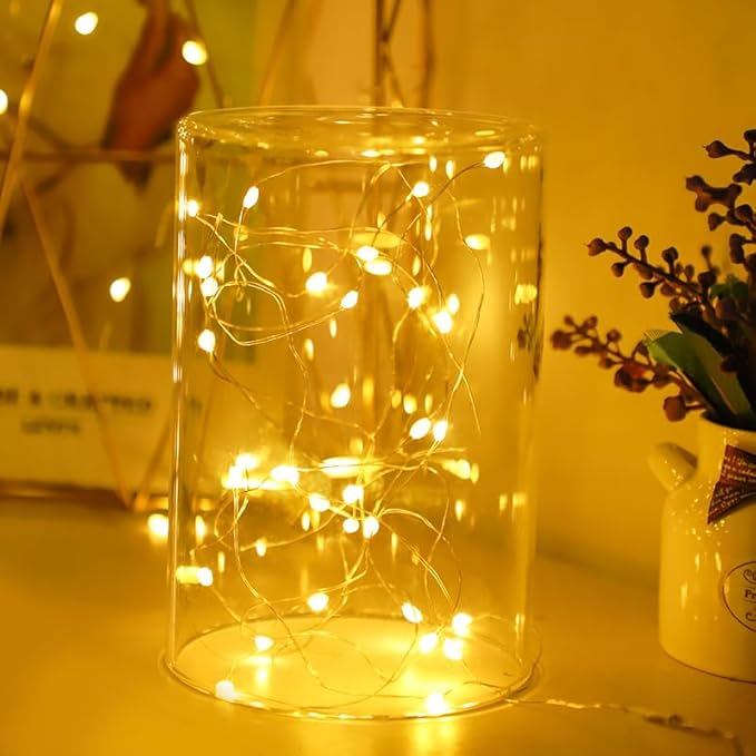6 Pcs Fairy Lights Battery Operated, Christmas Tree Decor Twinkle Lights, 10 feet 30 LEDs String Lights, Flashing and Constant Light Modes, for Parties, Glass Bottle Decoration (Warm Color)