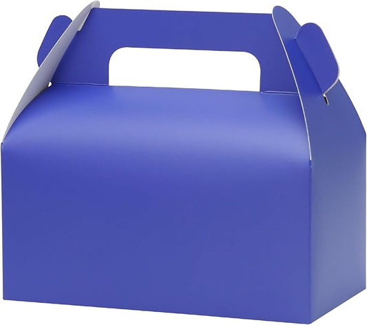 UnicoPak 30 Pack Navy Blue Gable Treat Boxes Party Favor Goodie Bag Boxes for Candy Treats Snacks Cookie Toys for Birthday Party Special Events, 6.5x3.5x3.5 Inches