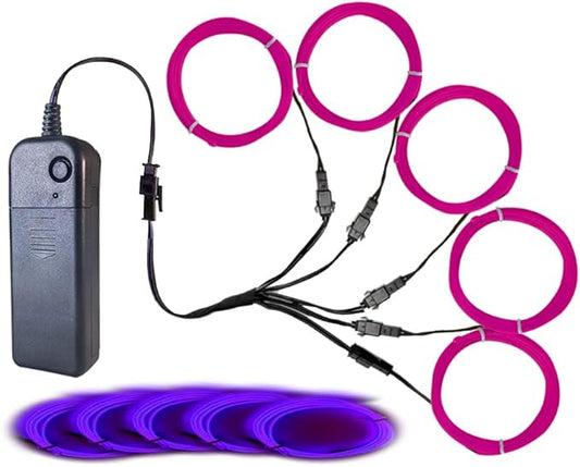 Neon Light 5-in-1 Meter Wire，Portable Battery Pack with Decorative Wire，Suitable for Birthday Parties，Thanksgiving and Other Occasions. (Purple)
