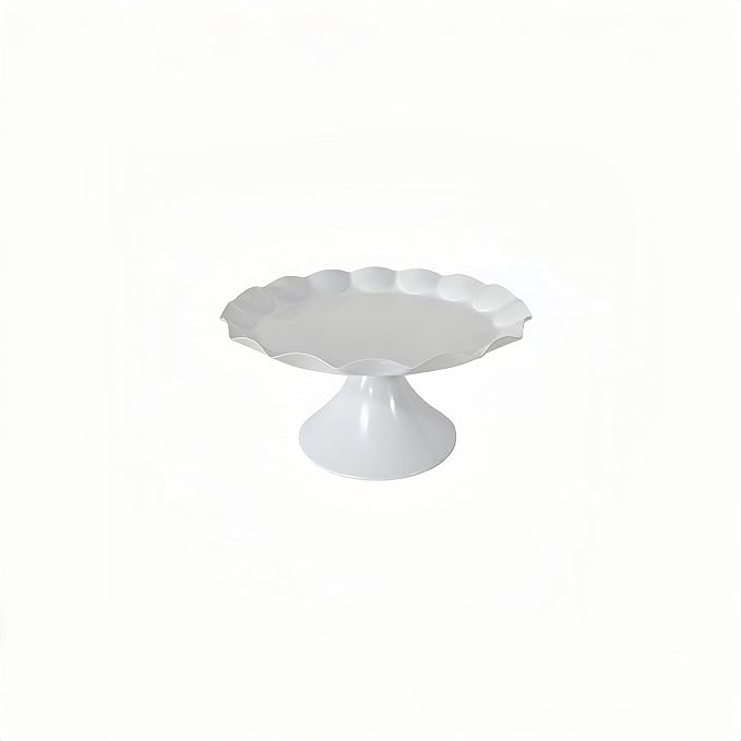 3 Pcs Metal Cake Stand Set, Scalloped Edge Cupcake Tray Dessert Display Platter, Decorative Serving Stand for Wedding, Birthday, Tea Party,Baby Show (White)