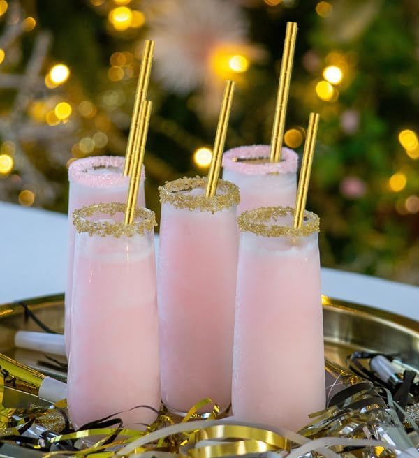 Gold Straws –Disposable Biodegradable Eco Drinking Paper Straws for Bachelorette Parties, Weddings Cocktails Decor, Stylish Party Cake Pop Sticks for Birthday Holiday Anniversary New Year x150