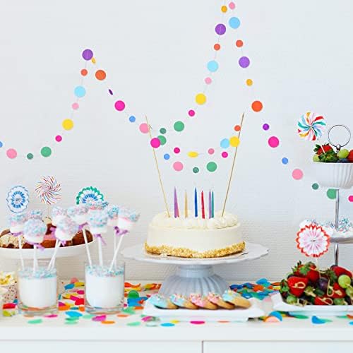 Outus 40 Pieces Colorful Circle Garland Banner Hanging Paper Dot Decorations for Classroom, Birthday Party, Baby Shower, Wedding Backdrop & Photo Booth Graduation Decor (Rainbow)