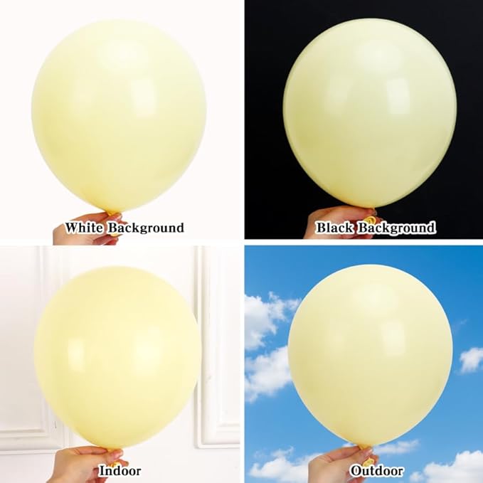 RUBFAC 135pcs Pastel Yellow Balloons, Latex Light Yellow Balloon Different Sizes 18 12 10 5 Inch for Garland Arch Baby Shower Anniversary Wedding Birthday Party Decorations