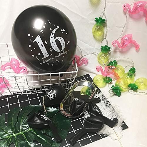 SHUNTAI 16 Birthday Balloons Gold and Black 16th Birthday Decorations Latex Confetti Balloon for 16 years old Anniversary Happy Birthday Party Supplies 12 Inch 15 Pack