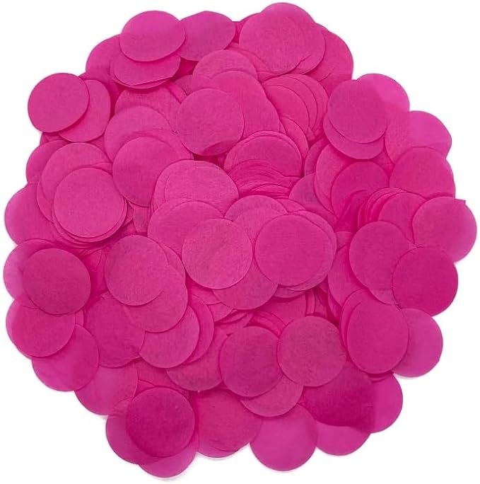 Ultimate Confetti, Fuchsia Pink Biodegradable Confetti Circles - Flame-Resistant and Slow-Falling Round Tissue Paper Confetti for Cannon and Launcher use – Best for Celebrations - 1 lb, 16 oz