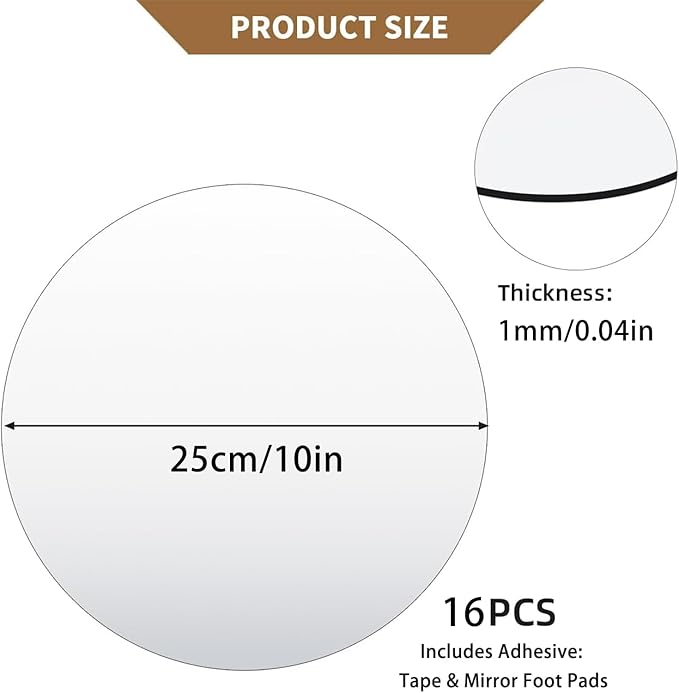 Round Mirror Centerpieces for Tables Decorations, Acrylic Circle Mirror Tray Plates Candle Plate Centerpiece Table Decorations for Wedding Decorations Party Baby Shower, Wall Decor (16, 10×10inch)