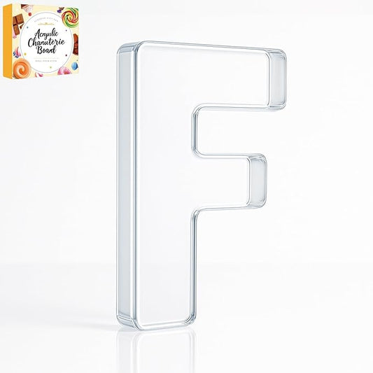 10" Acrylic Charcuterie Letters Fillable Tray, Reusable Alphabet Number Shaped Serving Plates for Charcuterie Board, Display Fruit, Candy, Cake, Party Decor, Birthday, Anniversary（F）