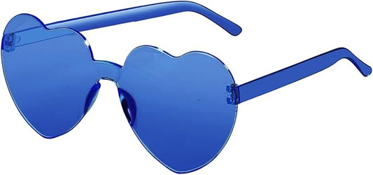 12 Pairs Heart Shaped Sunglasses for Women Colorful Glasses Fun Trendy Transparent Heart Sunglasses Party Favor (1 Pair-Dark Blue)