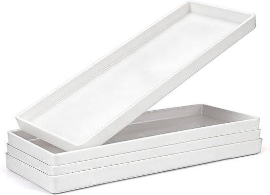 Plastic Serving Tray for Party Supplies Serving Platter for Food Reusable Platters for Catering Snack Fruit Charcuterie Appetizer Hosting Essentials (4pcs White, 13 × 4.7 in)