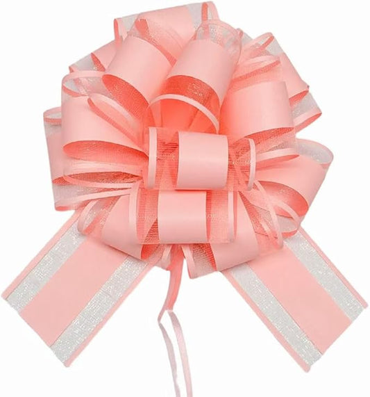 6 PCS Large Pull Bows,Bow for Gift Wrapping,6 inches,Christmas Party Birthday Gift Wedding Ribbon Bows for Wrapping Boxes or Flower Decorations, Valentine's Day Gift Decorations