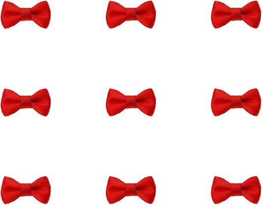 Tupalizy Mini Satin Ribbon Bows Small Craft Sewing Fabric Bows for Christmas Decoration Bow Ties Scrapbook Gift Bags Boxes Greeting Invitation Cards Wedding Party Favor, 20x10mm, 50PCS (Red)