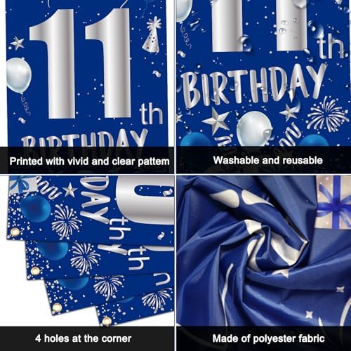 11th Birthday Decorations for Boys Girls, Blue 11 Years Old Party Supplies
