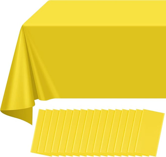 16Pack Yellow Plastic Tablecloth for Rectangle Tables, Premium Decorative Yellow Disposable Table Cloths for Parties, Rectangle Party Table Cover for Birthday Wedding Baby Shower Festivals, 54x108Inch