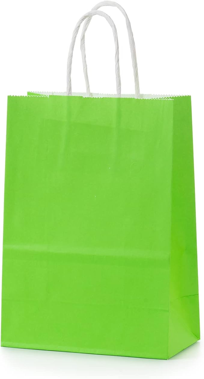 MISU Paper Bags Party Favor Bags Kraft Paper Gift Bags with Handle, Small, 8.3x5.9x3.2 Inches, 16-Pack (Red, Blue, Yellow, Green)