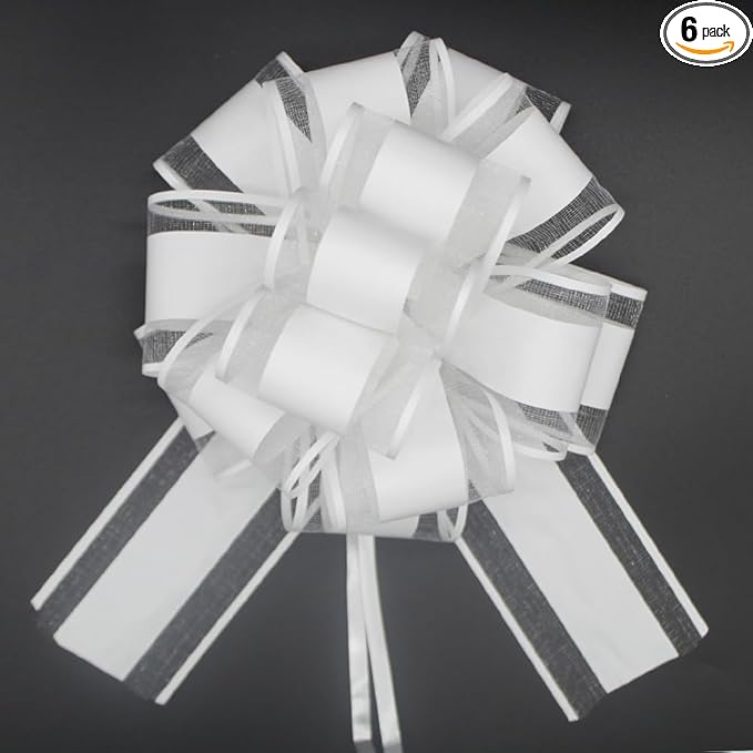 6 PCS White Bows for Gift Wrapping,White Gift Bow,6 inches,for Wrapping Gift Wedding Ribbon Bows or Flower Decorations,Party Gift Wrapping(White)