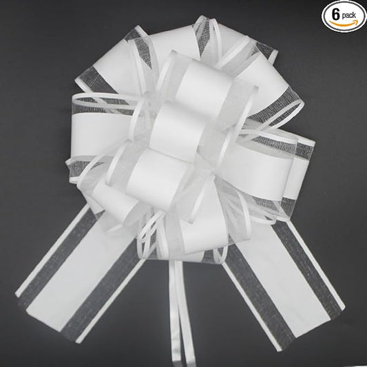 6 PCS White Bows for Gift Wrapping,White Gift Bow,6 inches,for Wrapping Gift Wedding Ribbon Bows or Flower Decorations,Party Gift Wrapping(White)