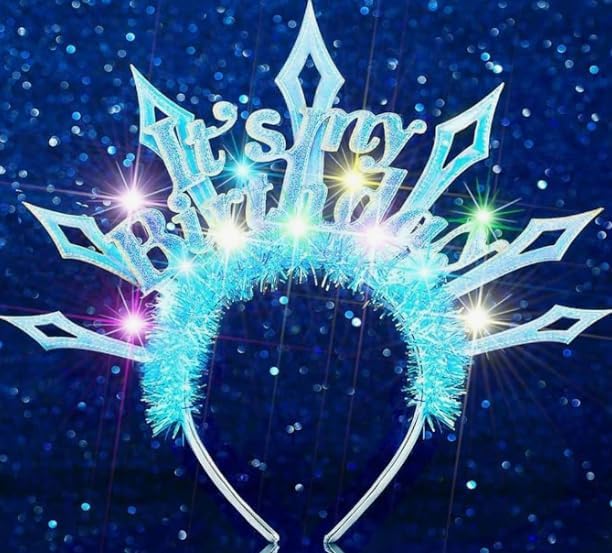 JAKAWIN Light Up Birthday Headband Glowing It's My Birthday Crown for Women