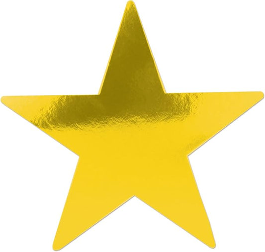 Beistle 24-Pack Foil Gold Star Cutouts, Party Decorations for Festive Celebrations, Awards Night Supplies, Starry Theme Decor for Wall & Table, 15”