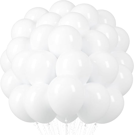 Voircoloria White Balloons, 66pack 12inch White Pearl Latex Party Balloons for Wedding, Birthday, Graduation, Bridal Shower, Baby Shower, Bachelorette and Engagement Decorations