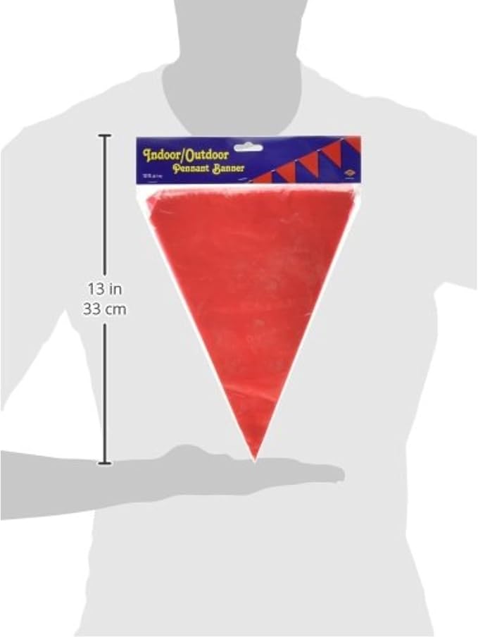 Beistle Red Indoor/Outdoor Pennant Banner, Sports Party and Birthday Wall Decoration, 11-Inch by 12-Feet