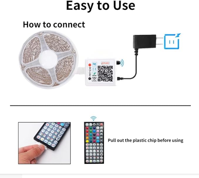 NBBUFF Led Lights for Bedroom 100ft (1 Roll), Color Changing RGB Led Strip Lights with 60 Keys Remote and App Control, Music Sync Led Lights for Room Kitchen Party Home Decor