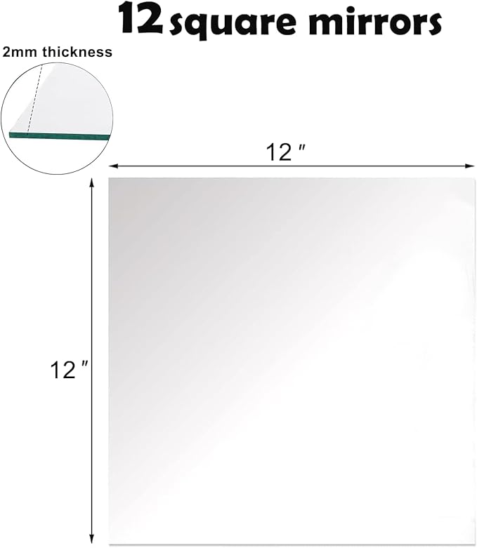12 Pack Square Mirror Centerpieces for Tables Decorations, 12" Acrylic Square Mirror Tray Candle Plate 2mm Thickness Mirror Centerpiece Table Decorations for Wedding Decorations Party, Wall Decor