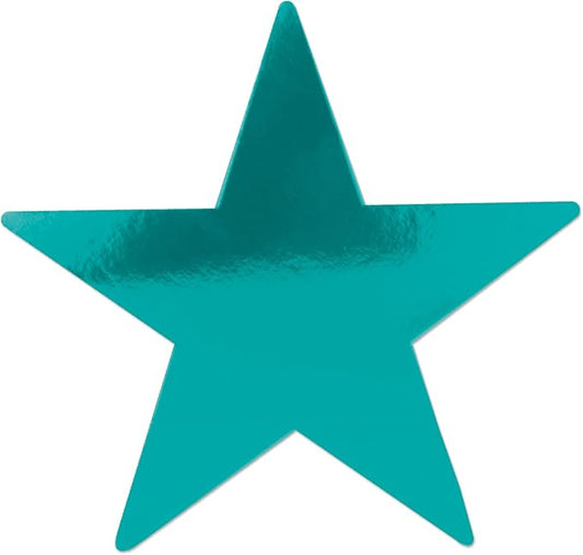 Beistle 24-Pack Foil Turquoise Star Cutouts, Party Decorations for Festive Occasions, Celebrations & Events, Star Decor for Wall & Table, 12”
