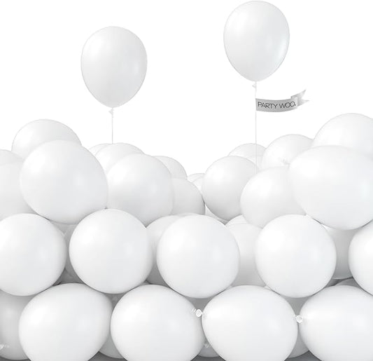 PartyWoo Balloons, 50 pcs 5 Inch Matte White Balloons, for Balloon Garland or Balloon Arch as Party Decorations, Wedding Decorations, Neutral Baby Shower Decorations, White-Y13