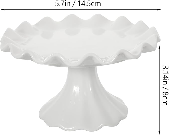 Ciieeo Ceramic Footed Bowl Small Raised Fruit Serving Tray Porcelain Pedestal Bowl Candy Snack Cake Display Stand for Birthday Holiday Party 5.5 Inch