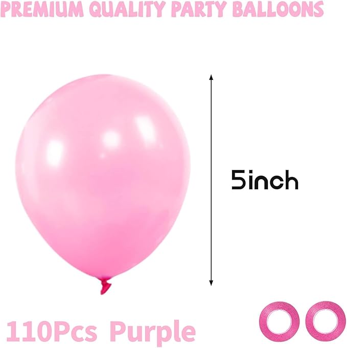 Pink Balloons 110Pcs, 5 Inch Small Pink Latex Party Balloons, Mini Thick Pink Balloons for Birthday Wedding Baby Shower Decorations.
