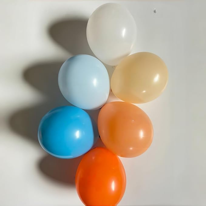 Orange Blue and Gold Balloons Set, Pastel Teal Orange Blue Light Gold Latex Balloons Set for Kids Birthday Baby Shower Graduation Summer Beach Pool Carnival Sport Party Decorations