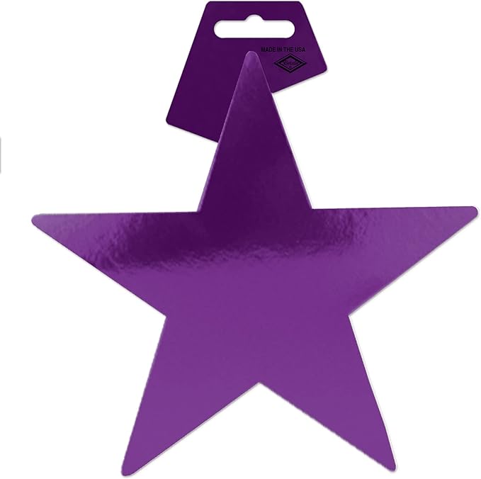 Beistle 36-Pack Foil Purple Star Cutouts, Party Decorations for Festive Occasions, Celebrations & Events, Starry Theme Decor for Wall & Table, 9”