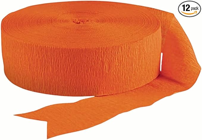 Vibrant Jumbo Orange Peel Crepe Roll - 500 Feet (1 Piece) - Premium Quality, Perfect for Events & Parties