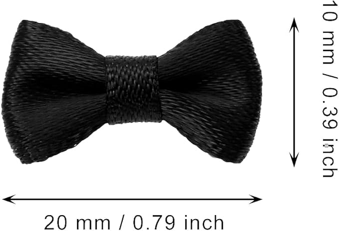 Tupalizy Mini Satin Ribbon Bows Small Craft Sewing Fabric Bows for Christmas Decoration Bow Ties Scrapbook Gift Bags Boxes Greeting Invitation Cards Wedding Party Favor, 20x10mm, 50PCS (Black)