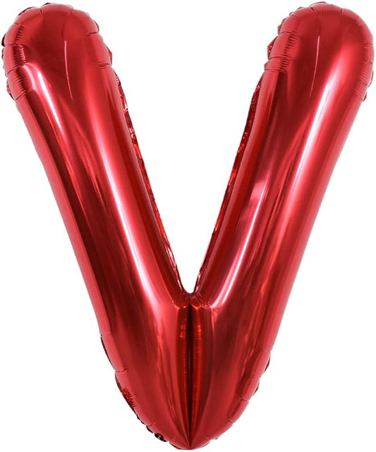 TONIFUL 40 Inch Large Bright Red Letter Balloons A-Z, Giant Jumbo Helium Foil Mylar Big Letter V Balloons for Birthday Party Anniversary Wedding Decorations