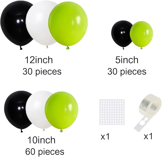 Lime Green Black Balloon Garland Arch Kit - Lime Green Black Balloons White Balloons Video Game Party for Soccer Gamer Birthday Baby Shower Graduation Wedding Party Decorations