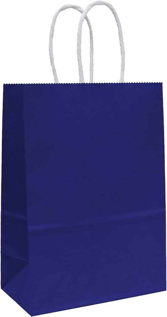 25 PCS Small Gift Bags Blue Kraft Paper Bags with Handles for Party Favors (8.2 x 6 x 3.1 In)