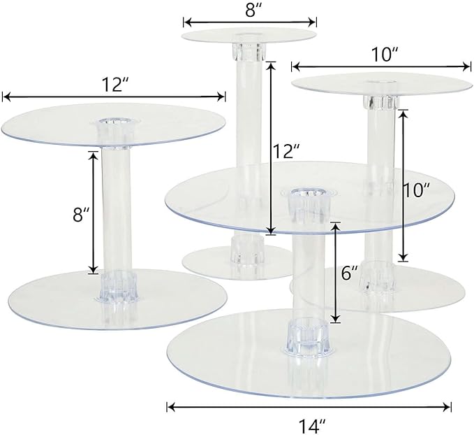 Efavormart Lovely 4 Tier XL Acrylic Crystal Glass Clear Cake Dessert Decorating Stand for Birthday Xmas Party Wedding