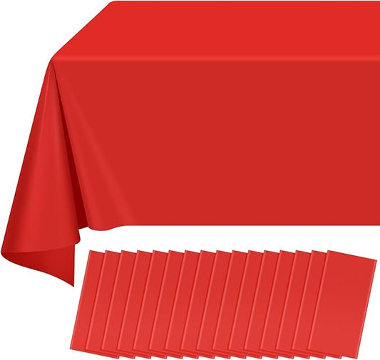 16 Pack Red Plastic Tablecloth for Rectangle Tables, Premium Decorative Red Disposable Table Cloths for Parties, Rectangle Party Table Cover for Birthday, Wedding, Christmas, Anniversary, 54 x 108Inch