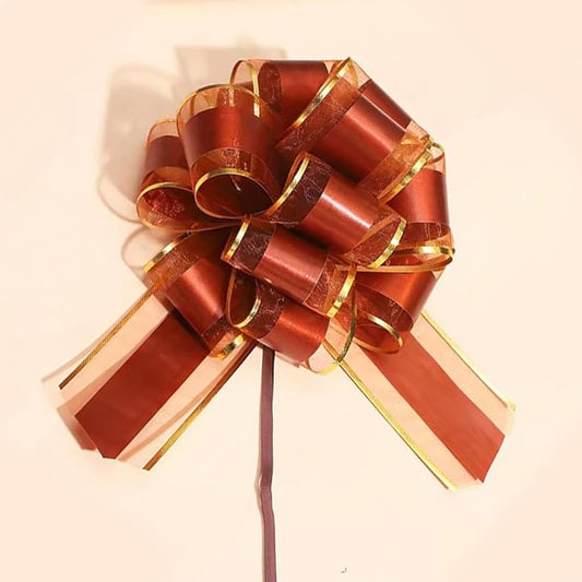 6 Pieces Pull Bows,6Inch Gift Bow,Pull Bows for Christmas Wedding Baskets Valentine's Day Baby Shower Mother's Day (Coffee Color)