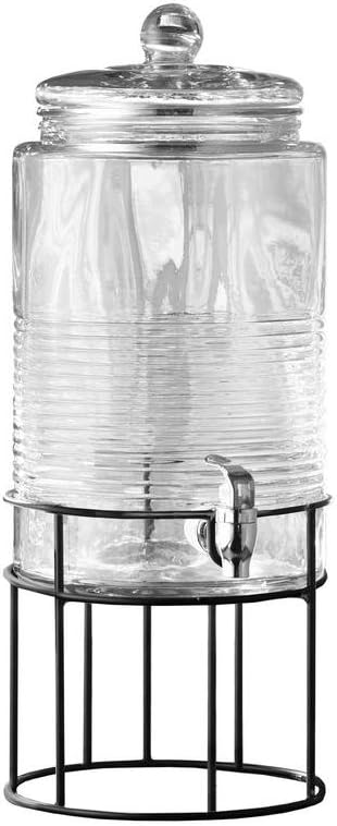 Style Setter Covina Beverage Dispenser with Stand Cold Drink with 1.9 Gallon Capacity Glass Jug and Leak-Proof Acrylic Spigot in Gorgeous Gift Box Great for Parties, Weddings and More
